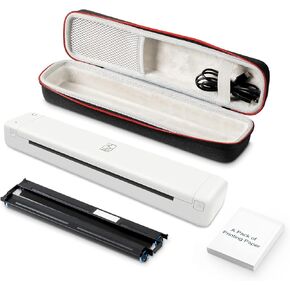 HPRT MT800 Portable Printer Wireless for Travel Bluetooth Android iPhones Laptops Printing with Case (White)