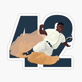 Jackie Robinson 42 Sticker - Peel and Stick Easy to Remove - Sticker Graphic - Die Cut