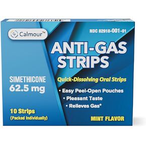 Anti Gas Relief 30 Strips | Mint Flavor Oral Dissolvable Anti Bloating Relief Strips | Rapid Gas Relief for Adults | Effective Bloating Relief for Women | Simethicone Anti Bloating for Women
