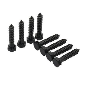 LBY 10pcs 3/8" x 2" Lag Screws, Hex Head Lag Screws Bolts, Wood Screws, 304 Stainless Steel, (Black)