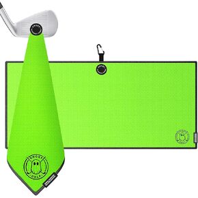 Ghost Golf Magnetic Towel (Caddie) - Premium Ultra-Absorbent Microfiber Golf Towel with Magnet for Golf Carts or Clubs - 18" x 40" Golfing Gear - Waffle Weave Pattern (Neon Pink)