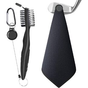 Magnetic Golf Towel Golf Brush Set - Microfiber Golf Towels Rag Golf Club Brush for Golf Bags, Carts or Clubs