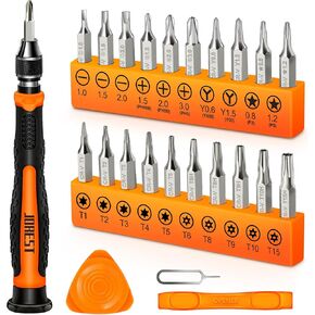 JOREST 24Pcs Precision Screwdriver Set, Tool Kit with Torx T5 T6 T8 T9 T15, Triwing Y00, Star P5, Phillips PH00, etc, for Macbook, Laptop, PS5, PS4, Switch, iphone, Ring Doorbell, Xbox,Glasses, Watch