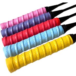 Gullor Racket Grip Anti Slip Perforated Super Absorbent Tennis Overgrip Badminton Overgrip - 5PCS(Color May Vary)