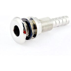1Pack Boat Thru Hull Fitting Hose Barb with Nut，Marine 316 Stainless Steel Boat Drain Pipe Yacht Hardware Accessories-Lengthened Style
