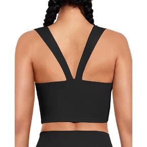 XUNYU Longline Sports Bra for Women Built in Bra V-Back Square Neck Workout Tank Top Support Athletic Yoga Crop Tops