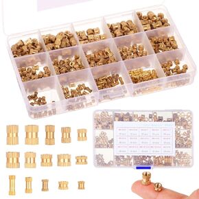 420 PCS Threaded Inserts Heat Set, M2 M3 M4 M5 Threaded Insert Assortment Kit, Metric Brass Brass Threaded Inserts for Plastic, Slotted Nuts for Electronics,Machinery,3D Printing Projects