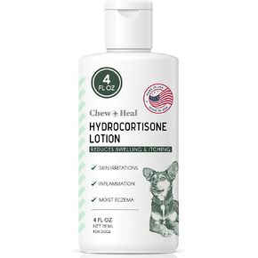 Chew + Heal Labs Hydrocortisone Lotion for Dogs - 4 oz Anti Itch Cream for Irritated Skin, Flea Bites, Itching, and More - Made in The USA