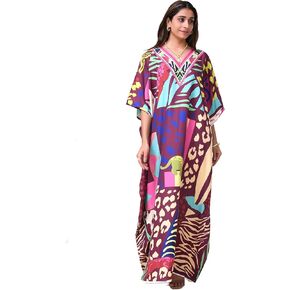 REYNOSOHOMEDECOR Kaftan Dresses for Women Plus Size Bathing Suit Cover up Caftan Maxi Beach Dresses