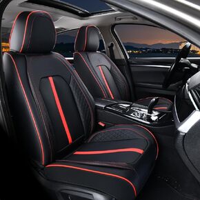 Seat Covers Full Set for Car, Leather Seat Covers 5 Seats, Front and Rear Covers, Waterproof Brown Leather Seat Protectors, Vehicle Auto Interior Protector for SUV Truck Sedan Brown/Black