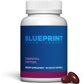 Blueprint Bryan Johnson Essential Softgel Supplement - Letein, Zeaxanthin, Lycopene, Vitamin K1 & K2 MK-7 & MK-4 - Optimal Vision, Bone & Heart Health Support - Vegan, All Ages (30 Servings)