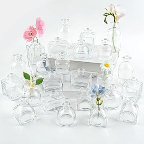 Glass Bud Vases in Bulk, Set of 24 Clear Bud Vases for Centerpieces Mini Glass Flower Vases Small Vases for Rustic Wedding Holiday Home Decor Floral Arrangements