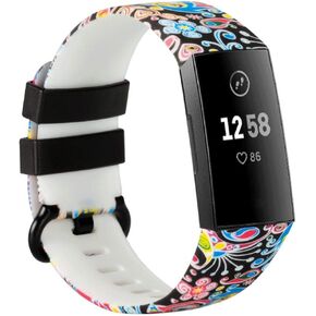 honecumi Replacement for Fitbit Charge 3 Bands for Women Silicone Sports Band Wristband Strap Bracelet for Charge 4/ Charge 3/ Charge 3 SE Bands Pattern Floral Accessories