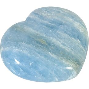 SUNYIK Natural Blue Celestite Crystal Worry Stone, Polished Heart Palm Pocket Stone Home Decor for Relax Mediation, 71-80mm