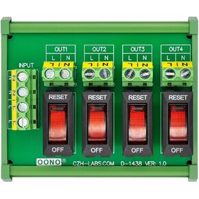 Rocker Switch Thermal Circuit Breaker Overload Protector 4 Channel Power Distribution Module DIN Rail Mount