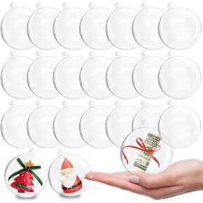 24 Pack 60mm Clear Plastic Fillable Ornament Ball,Acrylic Clear Plastic Ornaments Balls for Christmas,Holiday, Wedding,Party,Home Decor