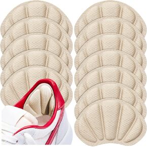 Back of Heel Cushion Inserts, 12Pcs Mesh Self-Adhesive Heel Pads, Reusable Black Heel Cushion Pads for Women Men Shoes Too Big
