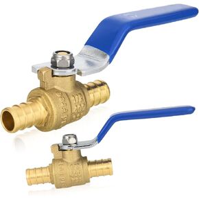 10-PCs PEX Ball Valves, 1/2-Inch Brass Crimp Pex Valve for Hot and Cold Water, 1/4 Turn Full Port Shut-off Valve, ASTM F1807, Blue