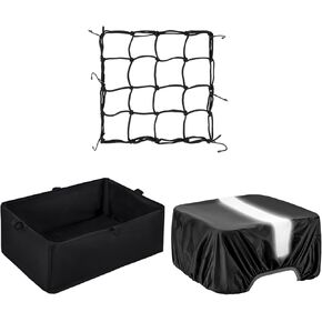Dirza Bike Basket Liner with Water Proof Bike Basket Cover and Bike Basket Cargo Net, Heavy Duty Thickened Basket Liner Rear Bicycle Basket Liner Accessory Fits Most Bikes and E-Bike Rear Basket Black