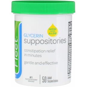 Fleet Laxative Glycerin Suppositories for Adult Constipation, 50 Count (2 Pack)