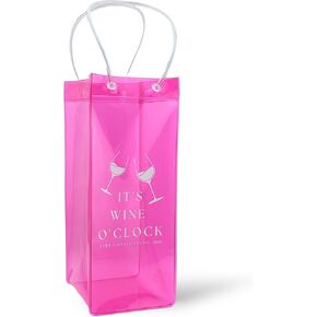 Ice Wine Bag (2-Pack Pink & Yellow), Portable Collapsible Ice Cooler Wine Bag with Handles, Chill Wine Champagne Beers and Ice Drinks Anywhere You Go, Wine Gift Bag