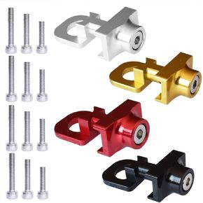Bike Chain Adjuster 4 Sets 4 Colors Bicycle Chain Tensioners Fixing Buckle Wheel Fastener Cycling Regulator Aluminum Alloy Black Red Gold Silver for Single Speed Bike