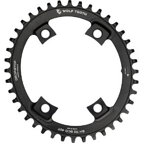 Wolf Tooth Elliptical Gravel Road Bike 110 BCD 4-Bolt Oval Chainring for Shimano Cranks (40 Tooth, PowerTrac)