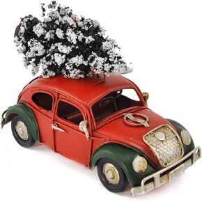 HAO Christmas Vintage Red Truck with Mini Christmas Trees Ornaments, Handcrafted Old Red Metal Pickup Truck Car Model for Christmas Decorations Table Top Decor (18inch)