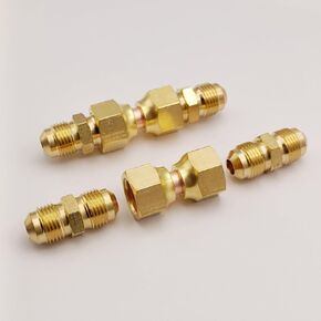3/8'' Female Flare Swivel Brass Adapter Product Assortment for RV BBQ Grill Fire Pit Heater Gas Hose connector Coupling, 3/8-inch Flared Unions Swivel Nut Fittings (6-Pack)