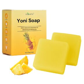 2 Pcs Yoni Soap Bar Pineapple, for Women ph Balance and Wetness, Yoni Bar for Odor Control for 24 Hour, Natural Ingredifents for Feminine Gentle Daily V Cleansing