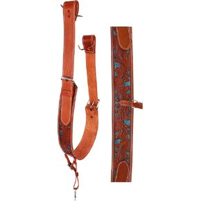Horse Western Floral Tooled Leather Rear Flank Saddle Cinch w/Billets 9778