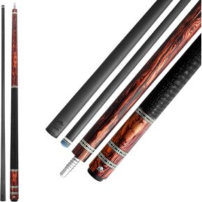 RHINO RETRO Pool Cue - Cocobolo, Bocote, Ebony, Snakewood, Thuya - Crocodile Embossed Microfiber Leather Wrap - 3/8-8 Joint - 12.5 mm Tip Diameter