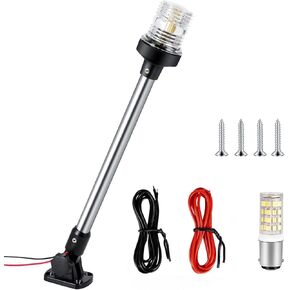 18 بوصة قارب صارم ضوء مرساة ضوء LED البحرية مقاوم للماء IP67، أبيض قابل للطي أضواء الملاحة للقوارب LED لعائم، قارب جون وقارب باس (12-24 فولت) in Kuwait