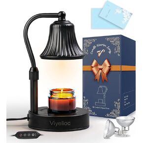 Candle Warmer Lamp, Candle Lamp Warmer with Timer and Dimmer, Adjustable Height Candle Light Warmer for Jar Candles, with 2 Bulbs, House Warming Gifts Home Bedroom Decor