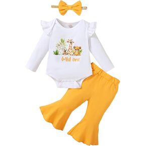Baby Girl First Birthday Outfit 1st Birthday Clothes One Year Old Birthday Wild One Skirt Set Animals Bodysuit