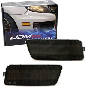 iJDMTOY Smoked Lens Amber Full LED Bumper Side Marker Light Kit Compatible with Volkswagen: 2010-2014 MK6 GTI, Powered by 40-SMD LED, Replace OEM Front Sidemarker Lamps