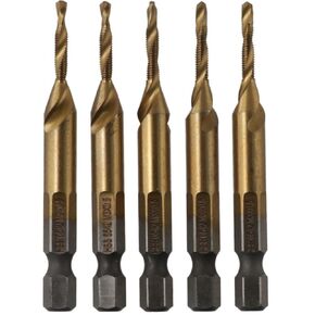 Thread Drill Bit Set 5 Pcs M3 Drilling Tools Spiral Flute Countersink Drill Hand Tools Hex Shank Tap Drill Bit Drilling, Tapping