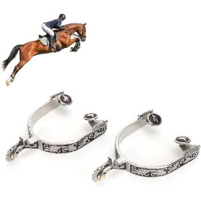 VINGVO Horse Boot Spurs, Reining Horse Spurs Stainless Steel Western Cowboy Spurs Exquisite Gear Spurs Equestrian Gear Accessories Competition Horse Training Dressage for Equestrian Competition