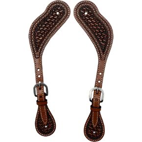 Basket Tooled Leather with Silver Spots|Spur Straps|Breastcollar|Headstall