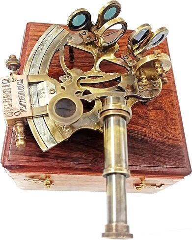 آلة السدس البحرية الألمانية العتيقة المصنوعة من النحاس البحري من كالفن مع صندوق خشبي آلة السدس البحرية البحرية مع صندوق هدايا خشبي روس/ آلة السدس النحاسية / آلة السدس البحرية in Kuwait