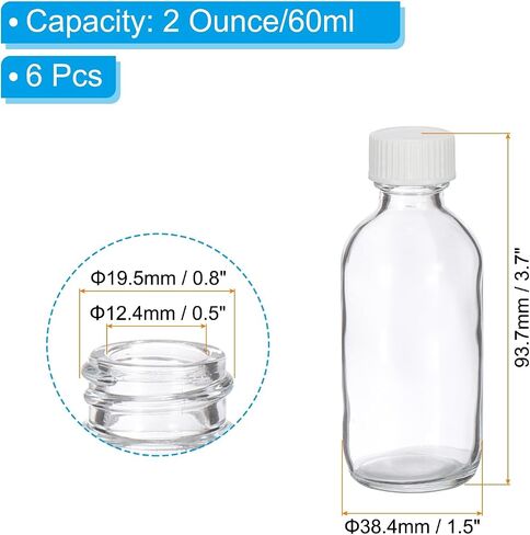 PATIKIL 8oz(240ml) Glass Sample Bottles, 6Pcs Round Bottle Dispensing Bottles with Black Poly Cone Cap for Reagent Liquids, Essential Oils, Perfume, Blue in Saudi Arabia