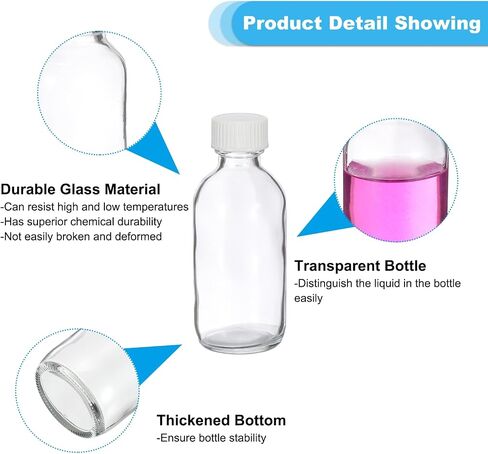 PATIKIL 8oz(240ml) Glass Sample Bottles, 6Pcs Round Bottle Dispensing Bottles with Black Poly Cone Cap for Reagent Liquids, Essential Oils, Perfume, Blue in Saudi Arabia