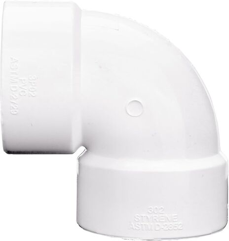 NDS 3P02 PVC 90-Degree Elbow, 3-Inch, for Hub X Hub solvent-weld connections, for Use with 3-Inch Sewer and Drain Pipes, White in Saudi Arabia