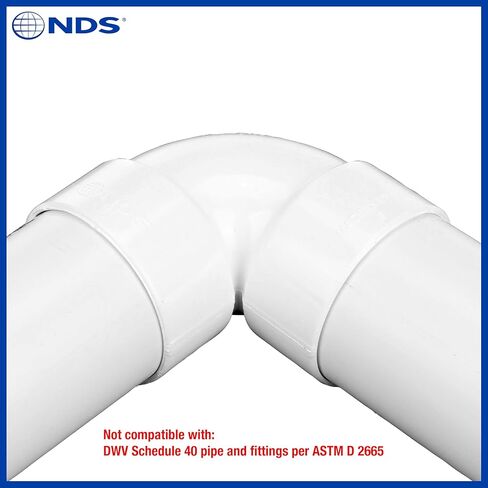 NDS 3P02 PVC 90-Degree Elbow, 3-Inch, for Hub X Hub solvent-weld connections, for Use with 3-Inch Sewer and Drain Pipes, White in Saudi Arabia
