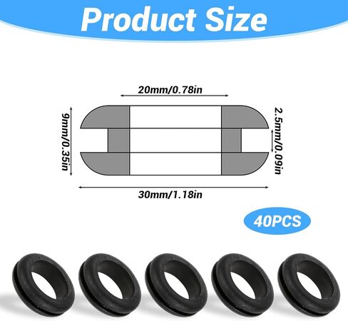 40 Pcs 1 Inch 3/4" ID Rubber Hole Grommet Rubber Wire Grommets Rubber Grommets Automotive Rubber O Rings Grommet Firewall Wire Grommets for Wires, Cables, Automotive, Plugs in Saudi Arabia
