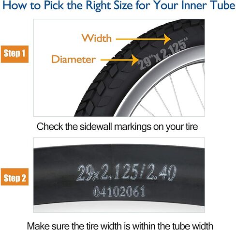 أنبوب دراجة LotFancy مقاس 29 بوصة، عبوتان، 29 × 2.125، 29 × 2.20، 29 × 2.30، 29 × 2.35، 29 × 2.40 أنبوب الدراجة الجبلية، مع صمام بريستا 42 مم، رافعتان للإطارات متضمنتان in Kuwait