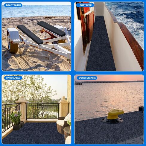 Boat Trailer Bunk Carpet, 100ft X 9inch Wide Marine Carpet for Boats Replacement, 8mm Thick Marine Grade Padding for Covering Boat Trailers,Jet Ski Ramps,Boat Lift Bunks or Runners - Black in Saudi Arabia