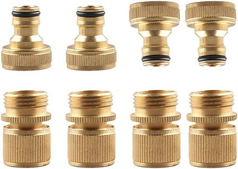Garden Hose Quick Connector Solid Brass,3/4 Inch GHT Thread Fitting No-Leak Water Hose Female and Male Adapter (4 Sets) in Saudi Arabia