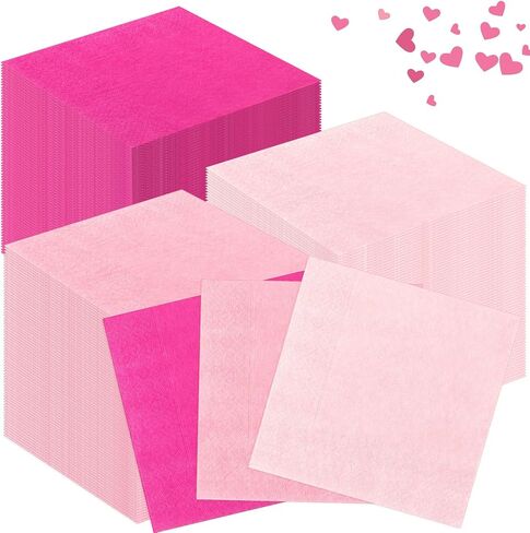 300 Pcs Paper Napkins 6.5 x 6.5 Inch 3 Colors Wedding Disposable Dinner Napkins Guest Towels Luncheon Napkins for Party Celebration Gathering Birthday Supplies(Pink Series) in Saudi Arabia