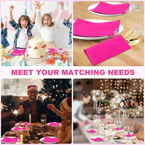 300 Pcs Paper Napkins 6.5 x 6.5 Inch 3 Colors Wedding Disposable Dinner Napkins Guest Towels Luncheon Napkins for Party Celebration Gathering Birthday Supplies(Pink Series) in Saudi Arabia